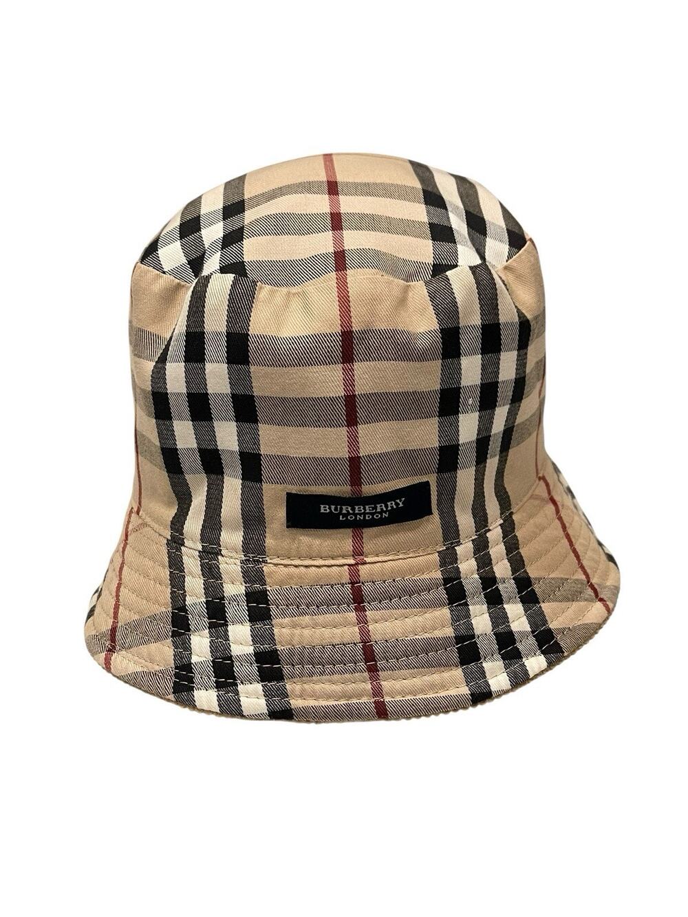 Burberry Beige Nova Check Cotton Reversible Bucket Hat Panama One Size